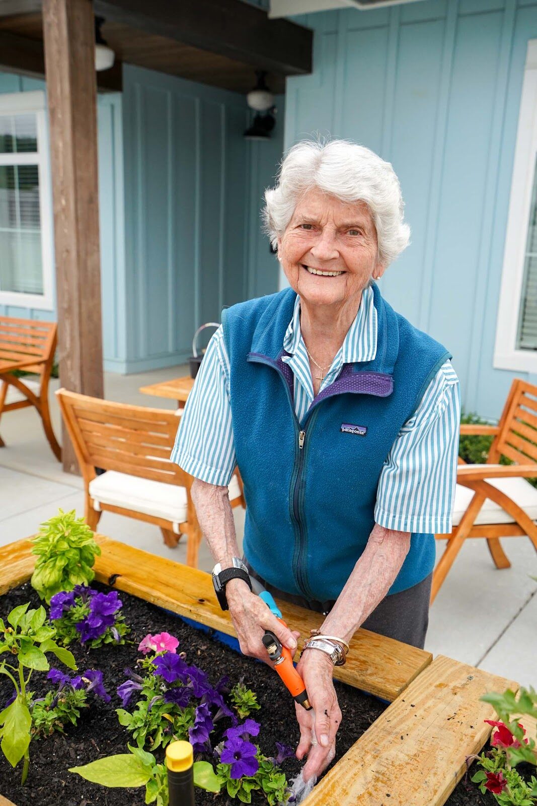 Resident gardening at Remember Me Senior Care